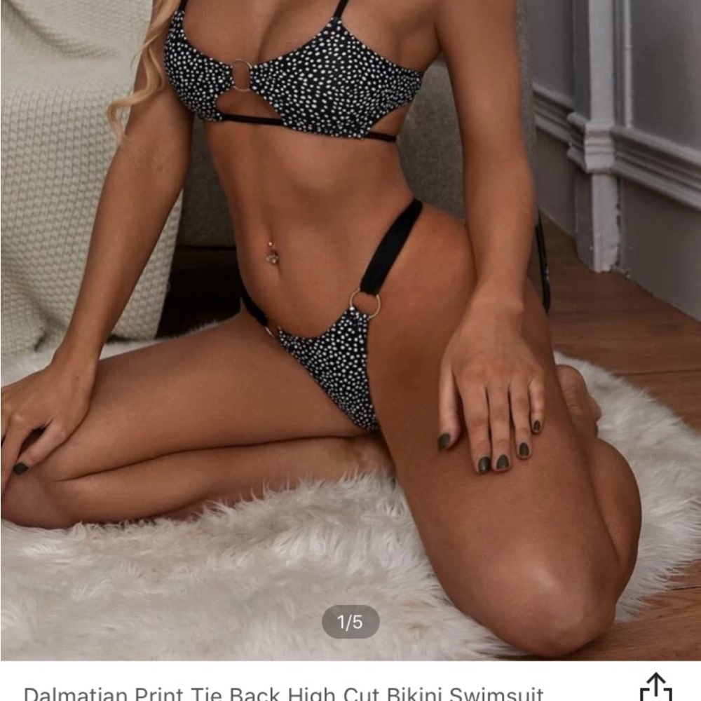 Black and White Animal Print Bikini High Cut Minimal Coverage
